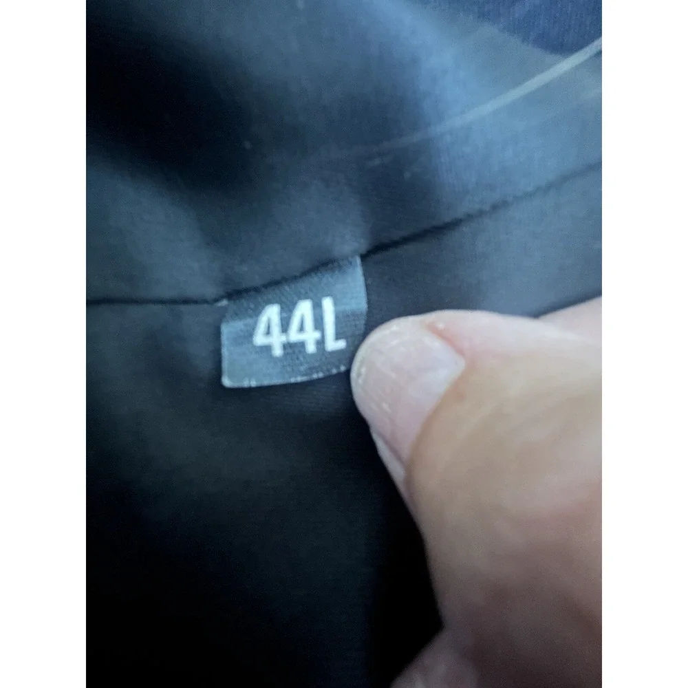 Men's Wool Sport Coat 44L Gray Herringbone 2 Button Gallery Haggar Office